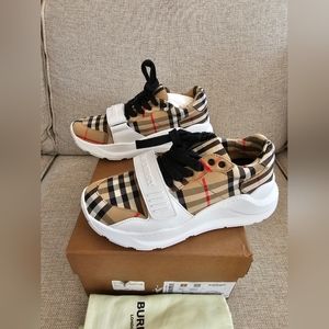Burberry Regis Embossed Logo Plaid Chunky Sneakers
